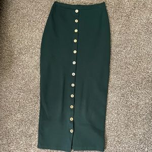 Hunter green pencil maxi skirt
